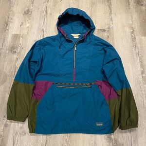 Vintage LL Bean Hooded Anorak Aztec Colorblock Jacket Windbreaker Men’s Size XL
